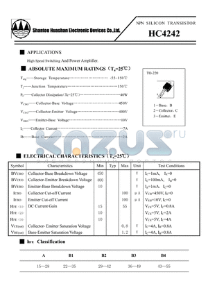 HC4242 datasheet - NPN SILICON TRANSISTOR