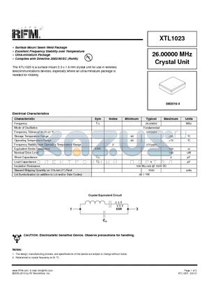 XTL1023 datasheet - Surface Mount Seam Weld Package
