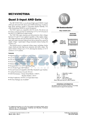 MC74VHCT08ADTR2 datasheet - Quad 2−Input AND Gate