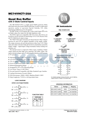 MC74VHCT125AM datasheet - Quad Bus Buffer