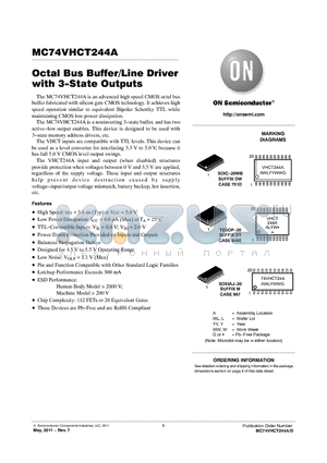 MC74VHCT244A_11 datasheet - Octal Bus Buffer/Line Driver with 3-State Outputs