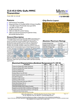 XU1004-BD datasheet - 32.0-45.0 GHz GaAs MMIC