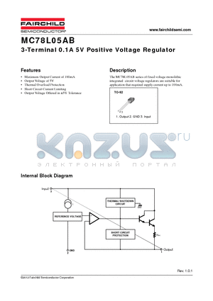 MC78L05AB_12 datasheet - 3-Terminal 0.1A 5V Positive Voltage Regulator