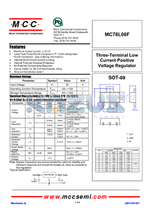 MC78L06F datasheet - Three-Terminal Low Current Positive Voltage Regulator