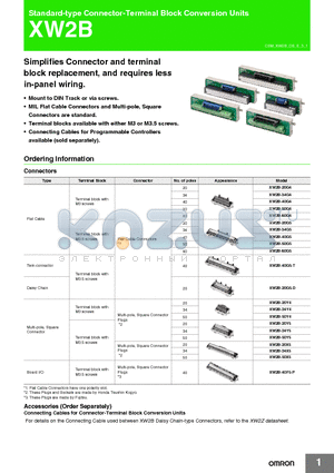 XW2B-20G5 datasheet - Simplifies Connector and terminal block replacement, and requires less in-panel wiring.
