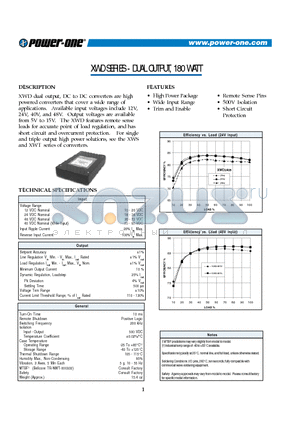 XWD1205 datasheet - DUAL OUTPUT, 180 WATT