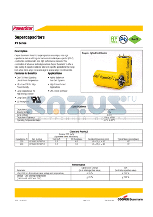 XV3560-2R7407-R datasheet - Supercapacitors XV Series