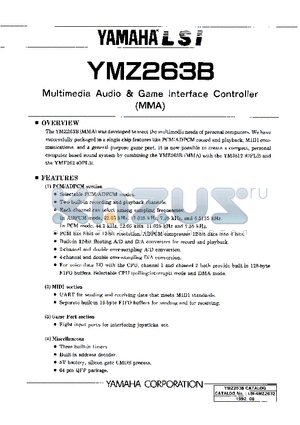 YMZ263B datasheet - MULTIMEDIA AUDIO GAME INTERFACE CONTROLLER