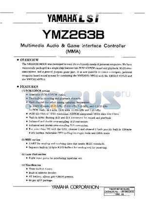 YMZ263B-F datasheet - MULTIMEDIA AUDIO GAME INTERFACE CONTROLLER
