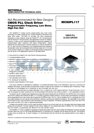 MC88PL117FN datasheet - CMOS PLL CLOCK DRIVER
