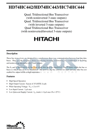 HC74HC444 datasheet - Quad. Tridirectional Bus Transceiver(with noninverted/inverted 3-state outputs)
