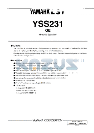YSS231-E datasheet - GRAPHIC EQUALIZER