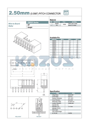 YW025-13 datasheet - 2.50mm PITCH CONNECTOR