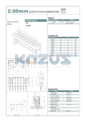 YW200-15 datasheet - 2.00mm PITCH CONNECTOR