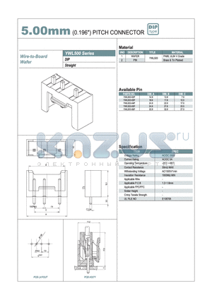 YWL500-05P datasheet - 5.00mm PITCH CONNECTOR