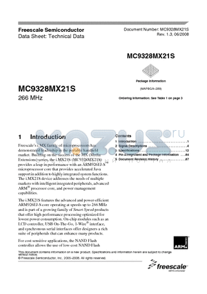 MC9328MX21SVK datasheet - i.MX family of microprocessors 266 MHz