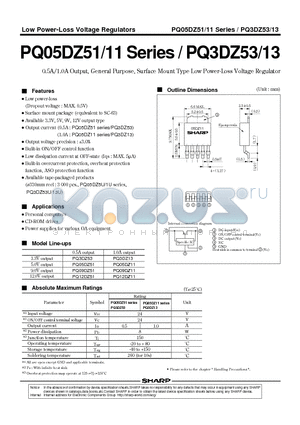 PQ12DZ51 datasheet - 0.5A/1.0A Output, General Purpose, Surface Mount Type Low Power-Loss Voltage Regulator