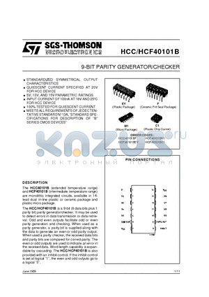 HCF40101 datasheet - 9-BIT PARITY GENERATOR/CHECKER