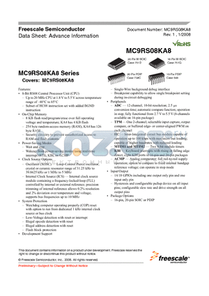 MC9RS08KA8 datasheet - MCU Block Diagram