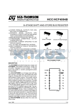HCF4094 datasheet - 8-STAGE SHIFT-AND-STORE BUS REGISTER