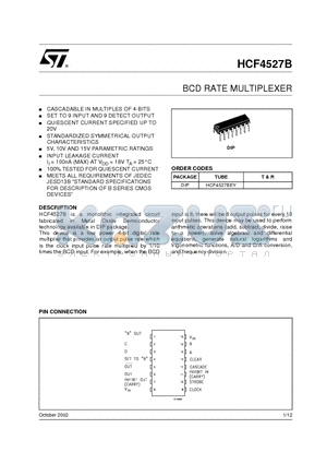 HCF4527B_02 datasheet - BCD RATE MULTIPLEXER