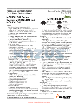 MC9S08LG16 datasheet - 8-bit HCS08 Central Processor Unit (CPU)