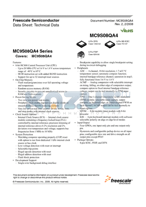 MC9S08QA2 datasheet - 8-bit HCS08 Central Processor Unit (CPU)