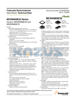 MC9S08QE32 datasheet - 8-Bit HCS08 Central Processor Unit (CPU)