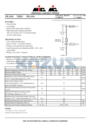 PR1000 datasheet - PHOTOFLASH RECTIFIER