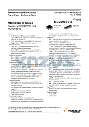 MC9S08SV16 datasheet - 8-Bit HCS08 Central Processor Unit (CPU)