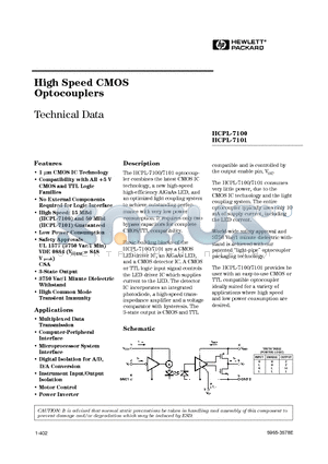 HCPL-7101 datasheet - High Speed CMOS Optocouplers
