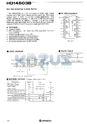 HD14503 datasheet - Hex Non-inverting 3-state Buffer