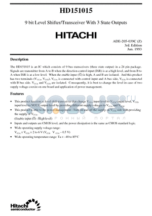 HD151015 datasheet - 9 bit Level Shifter/Transceiver With 3 State Outputs
