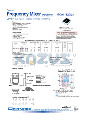MCA1-12GL+ datasheet - Frequency Mixer WIDE BAND