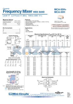 MCA-50H+ datasheet - Frequency Mixer WIDE BAND