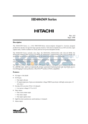 HD404368H datasheet - 4-bit HMCS400-Series microcomputer