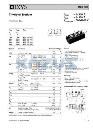 MCC122-18IO1 datasheet - Thyristor Module
