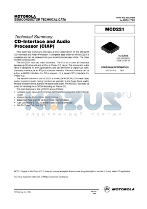 MCD221FU datasheet - CD-Interface and Audio Processor(CIAP)