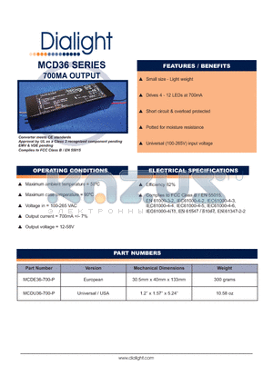 MCDE36-700-P datasheet - 700MA OUTPUT