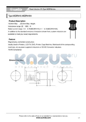 MCDR1419 datasheet - Power Inductor