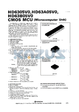HD63A05V0 datasheet - CMOS MCU (MICROCOMPUTER UNIT)