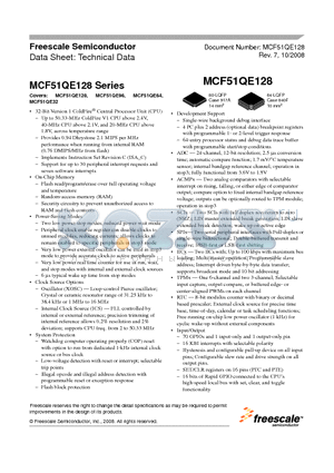 MCF51QE64 datasheet - 32-Bit Version 1 ColdFire^ Central Processor Unit (CPU)