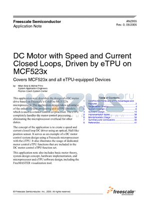 MCF523X datasheet - DC Motor with Speed and Current Closed Loops, Driven by eTPU on