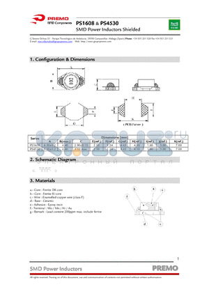 PS1608-101M datasheet - SMD Power Inductors Shielded