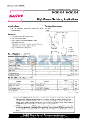 MCH3105 datasheet - High-Current Switching Applications