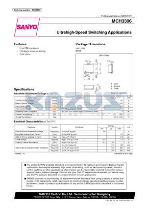 MCH3306 datasheet - Ultrahigh-Speed Switching Applications