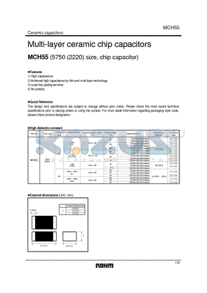 MCH55 datasheet - Multi-layer ceramic chip capacitors