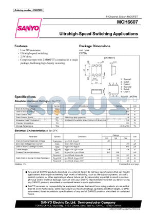 MCH6607 datasheet - Ultrahigh-Speed Switching Applications