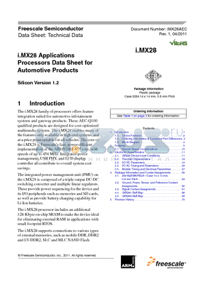 MCIMX281AVM4B datasheet - Processors Data Sheet for Automotive Products High assurance boot