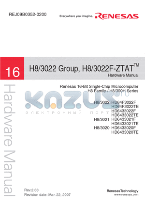 HD64F3022TE datasheet - 16-Bit Single-Chip Microcomputer